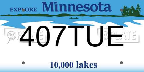 407TUE Minnesota License Plate