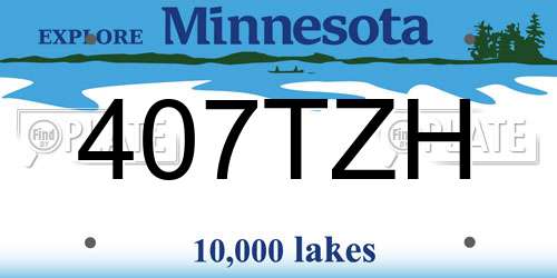 407TZH Minnesota License Plate