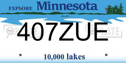407ZUE Minnesota License Plate