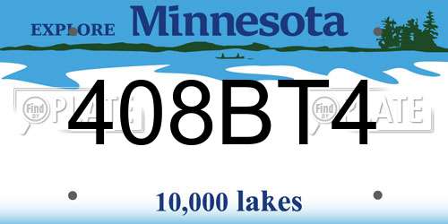 408BT4 Minnesota License Plate