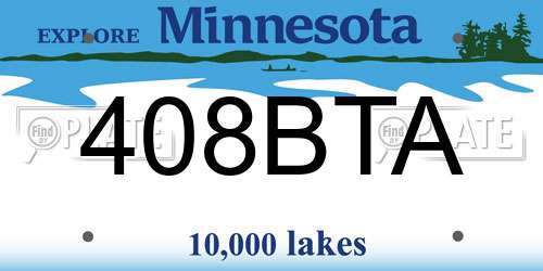 408BTA Minnesota License Plate
