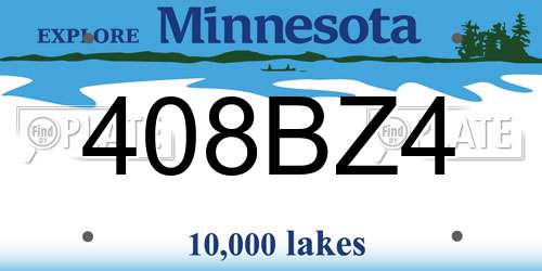 408BZ4 Minnesota License Plate