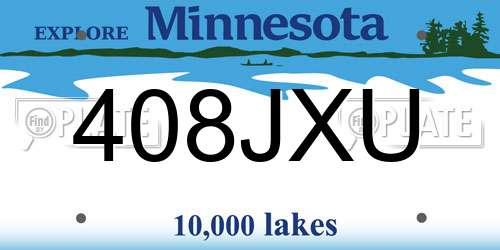 408JXU Minnesota License Plate