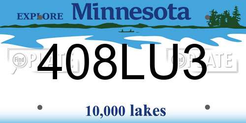 408LU3 Minnesota License Plate