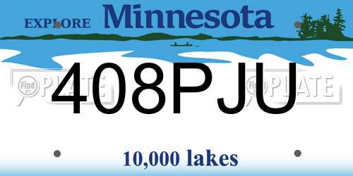 408PJU Minnesota License Plate