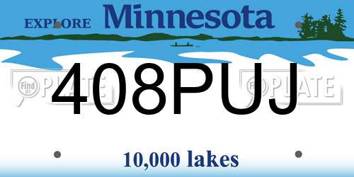 408PUJ Minnesota License Plate