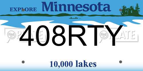 408RTY Minnesota License Plate