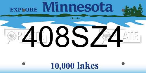 408SZ4 Minnesota License Plate