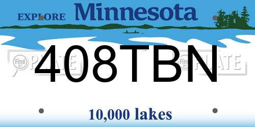 408TBN Minnesota License Plate