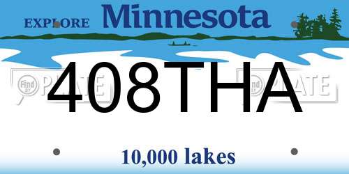 408THA Minnesota License Plate