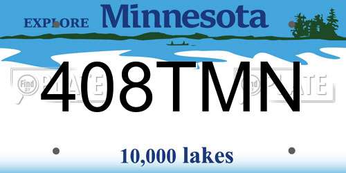 408TMN Minnesota License Plate