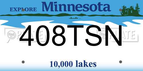 408TSN Minnesota License Plate