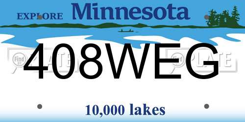 408WEG Minnesota License Plate