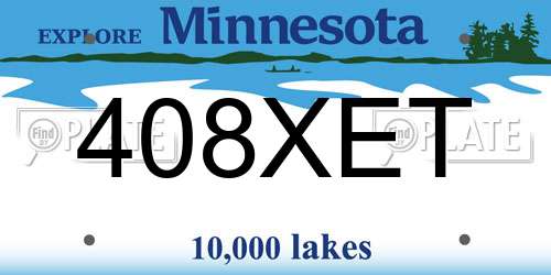 408XET Minnesota License Plate
