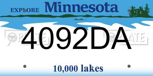 4092DA Minnesota License Plate
