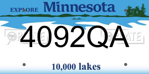 4092QA Minnesota License Plate
