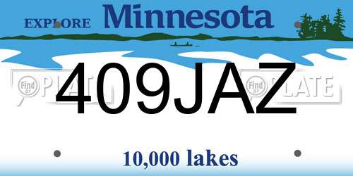 409JAZ Minnesota License Plate