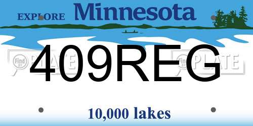 409REG Minnesota License Plate
