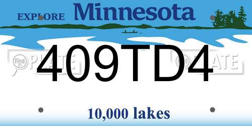409TD4 Minnesota License Plate