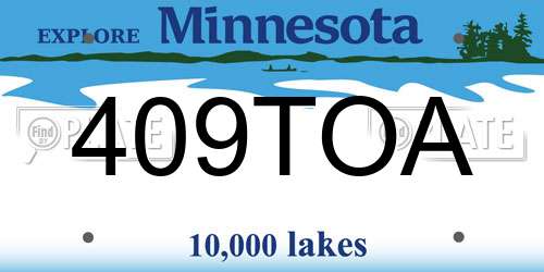 409TOA Minnesota License Plate