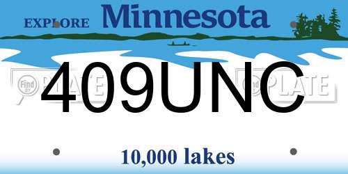 409UNC Minnesota License Plate