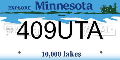 409UTA Minnesota License Plate