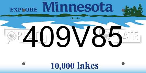 409V85 Minnesota License Plate