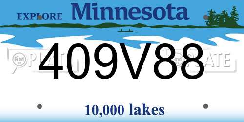 409V88 Minnesota License Plate