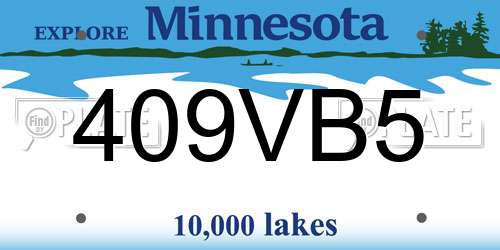 409VB5 Minnesota License Plate