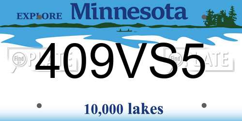 409VS5 Minnesota License Plate