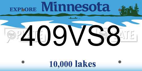 409VS8 Minnesota License Plate