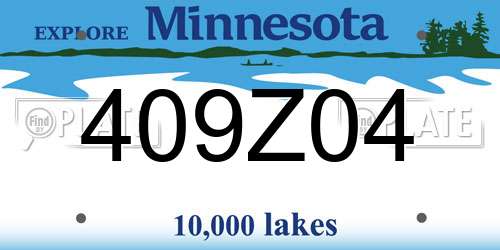 409Z04 Minnesota License Plate