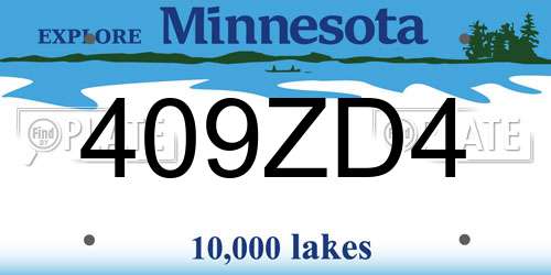 409ZD4 Minnesota License Plate