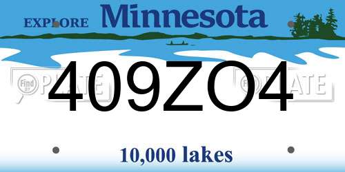 409ZO4 Minnesota License Plate
