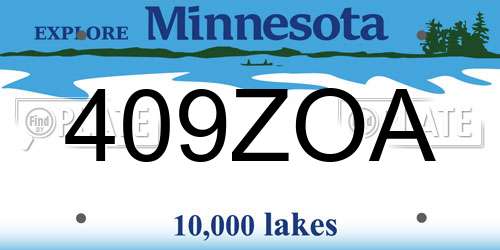 409ZOA Minnesota License Plate