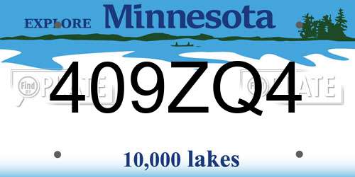 409ZQ4 Minnesota License Plate