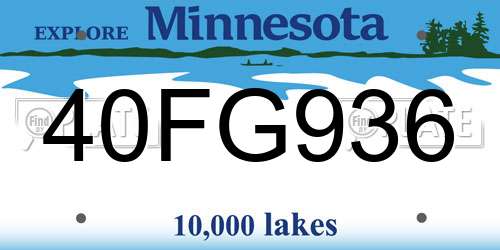 40FG936 Minnesota License Plate