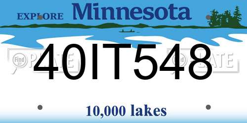 40IT548 Minnesota License Plate