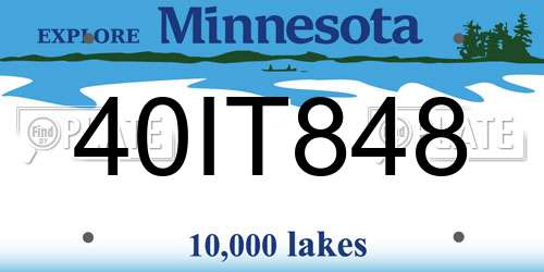 40IT848 Minnesota License Plate