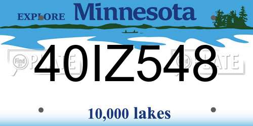 40IZ548 Minnesota License Plate