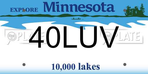 40LUV Minnesota License Plate