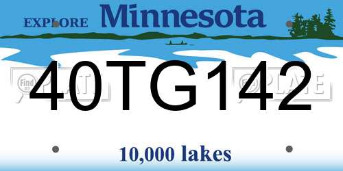 40TG142 Minnesota License Plate