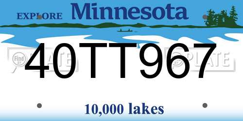 40TT967 Minnesota License Plate