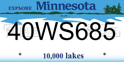 40WS685 Minnesota License Plate