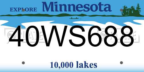 40WS688 Minnesota License Plate
