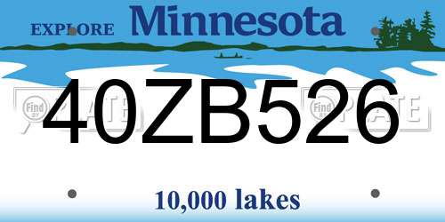 40ZB526 Minnesota License Plate