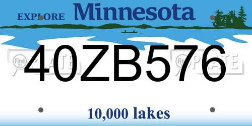 40ZB576 Minnesota License Plate