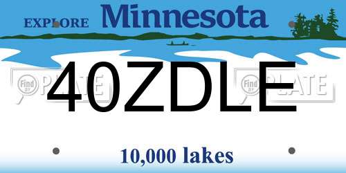 40ZDLE Minnesota License Plate