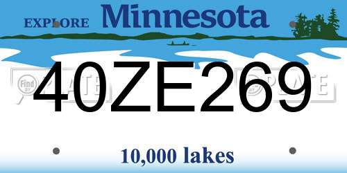 40ZE269 Minnesota License Plate