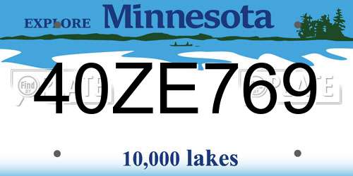 40ZE769 Minnesota License Plate